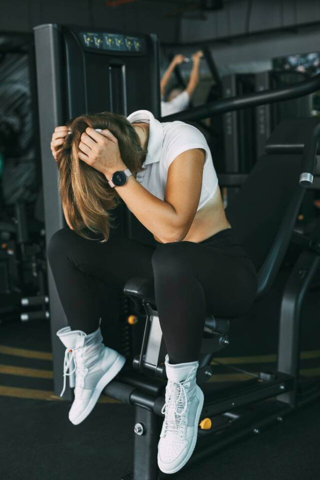 Exhausted woman after workout