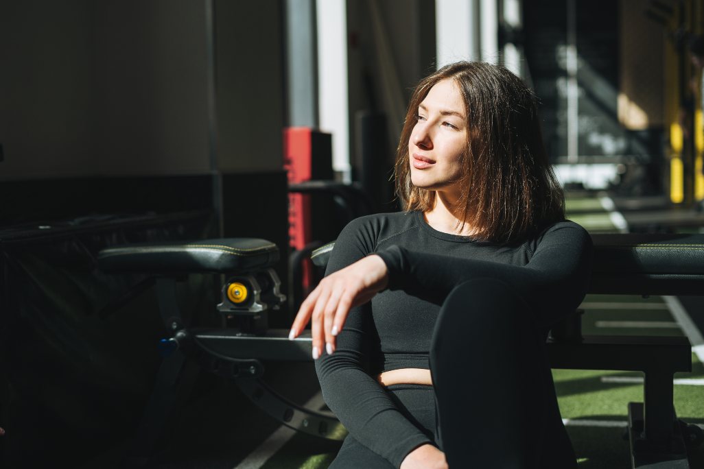 Resting woman in the gym