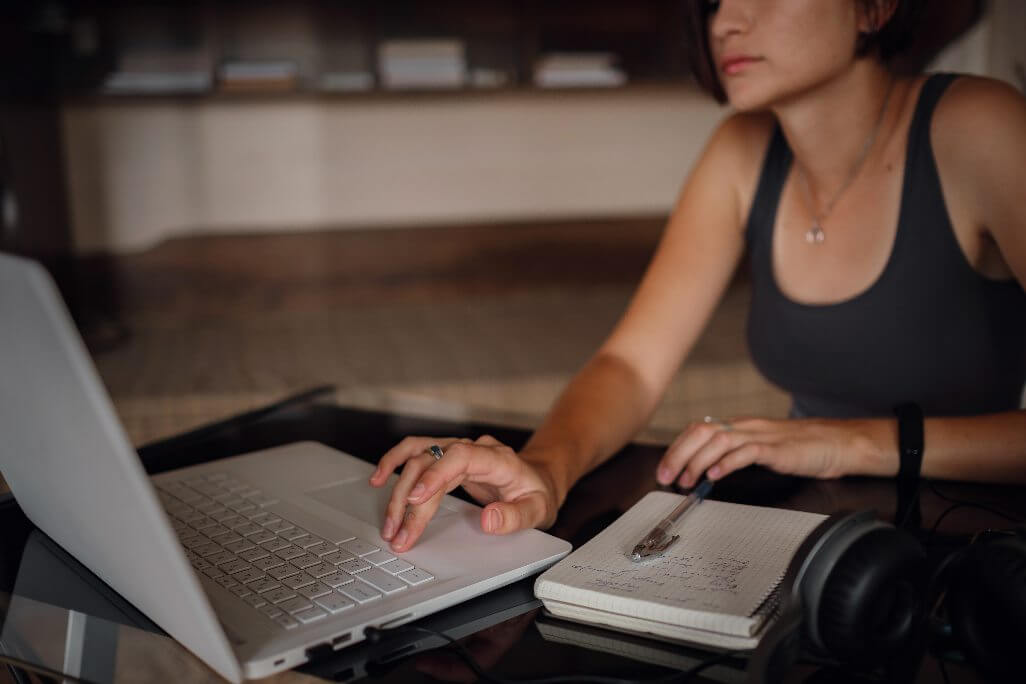 Woman reviewing training programme